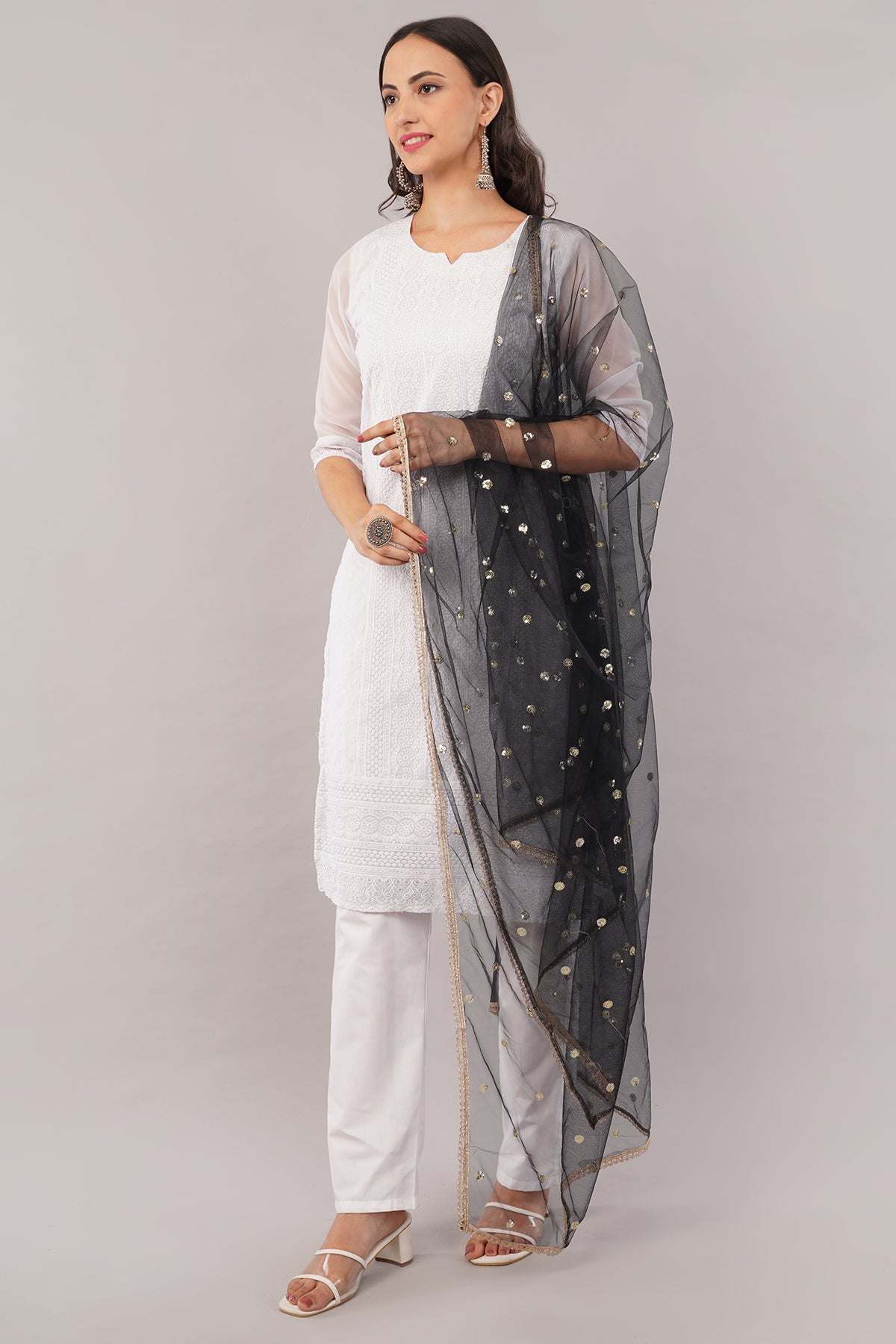Net Sequins Butti Dupatta (NBD1) - Negchaar