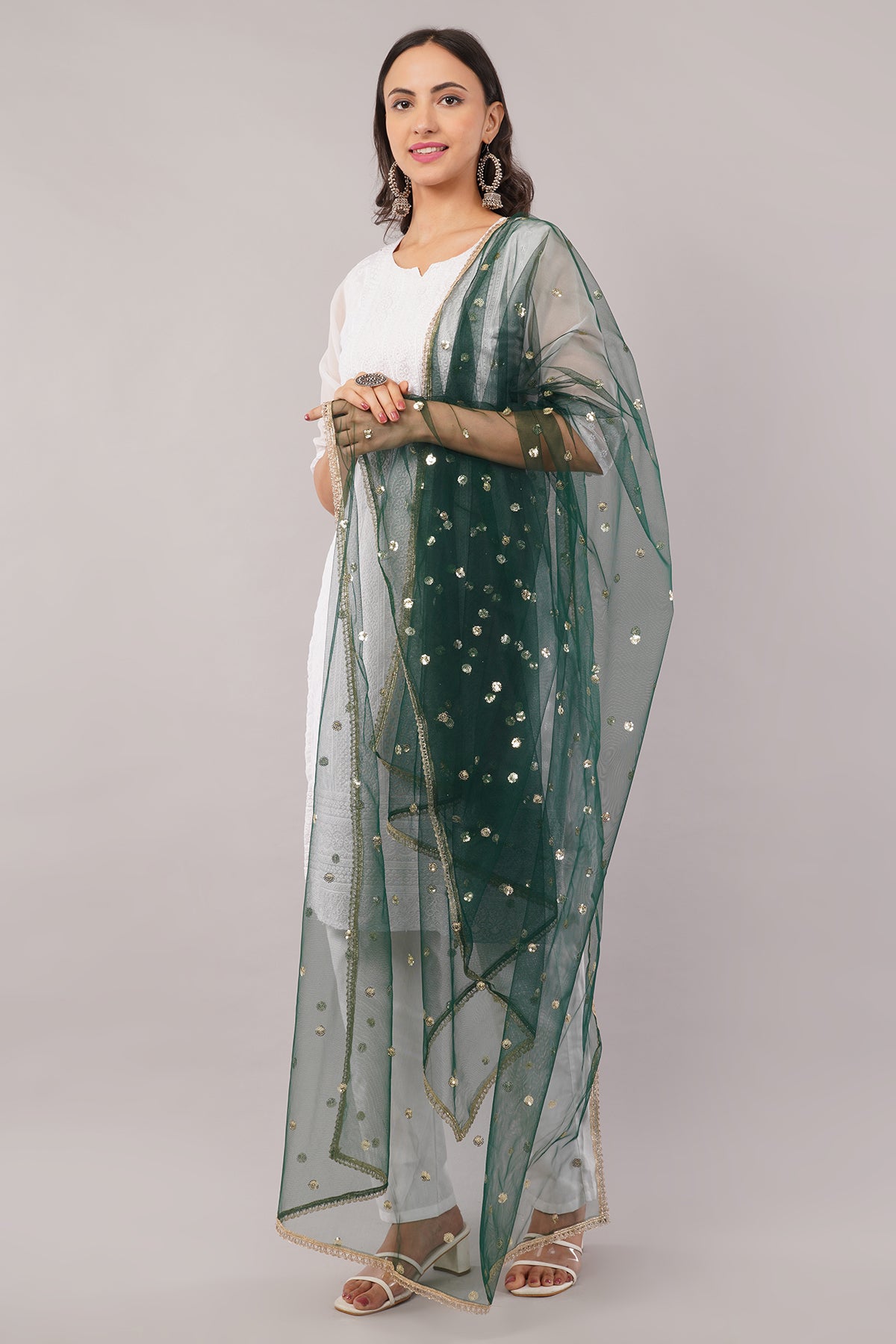 Net Sequins Butti Dupatta (NBD5) - Negchaar