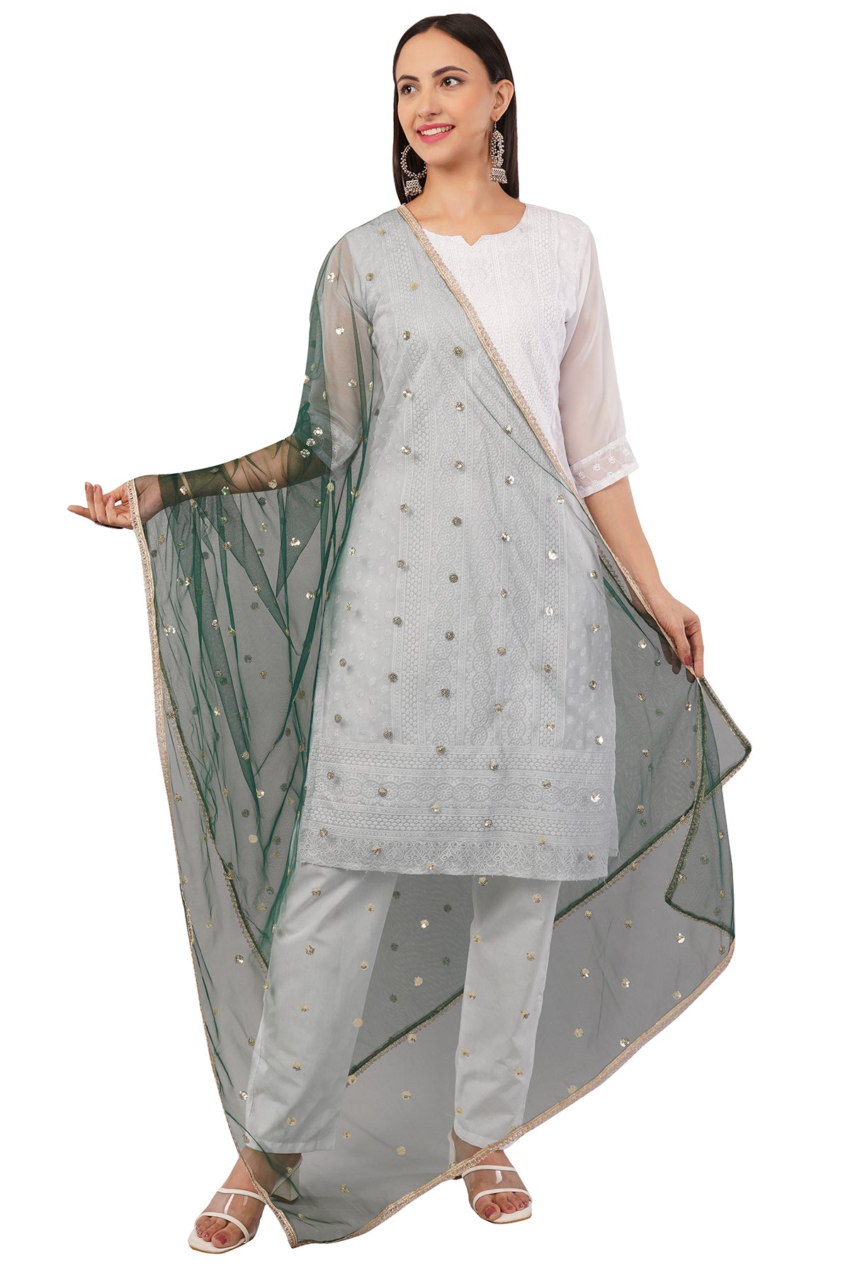 Net Sequins Butti Dupatta (NBD5) - Negchaar