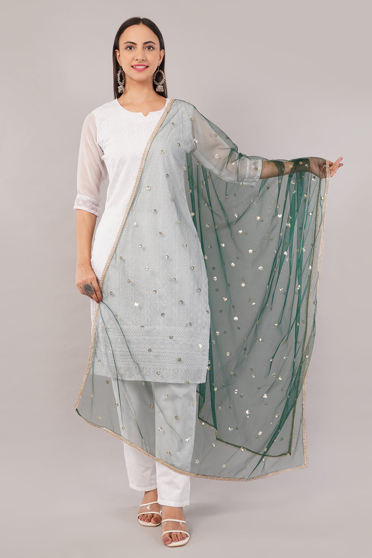 Net Sequins Butti Dupatta (NBD5) - Negchaar