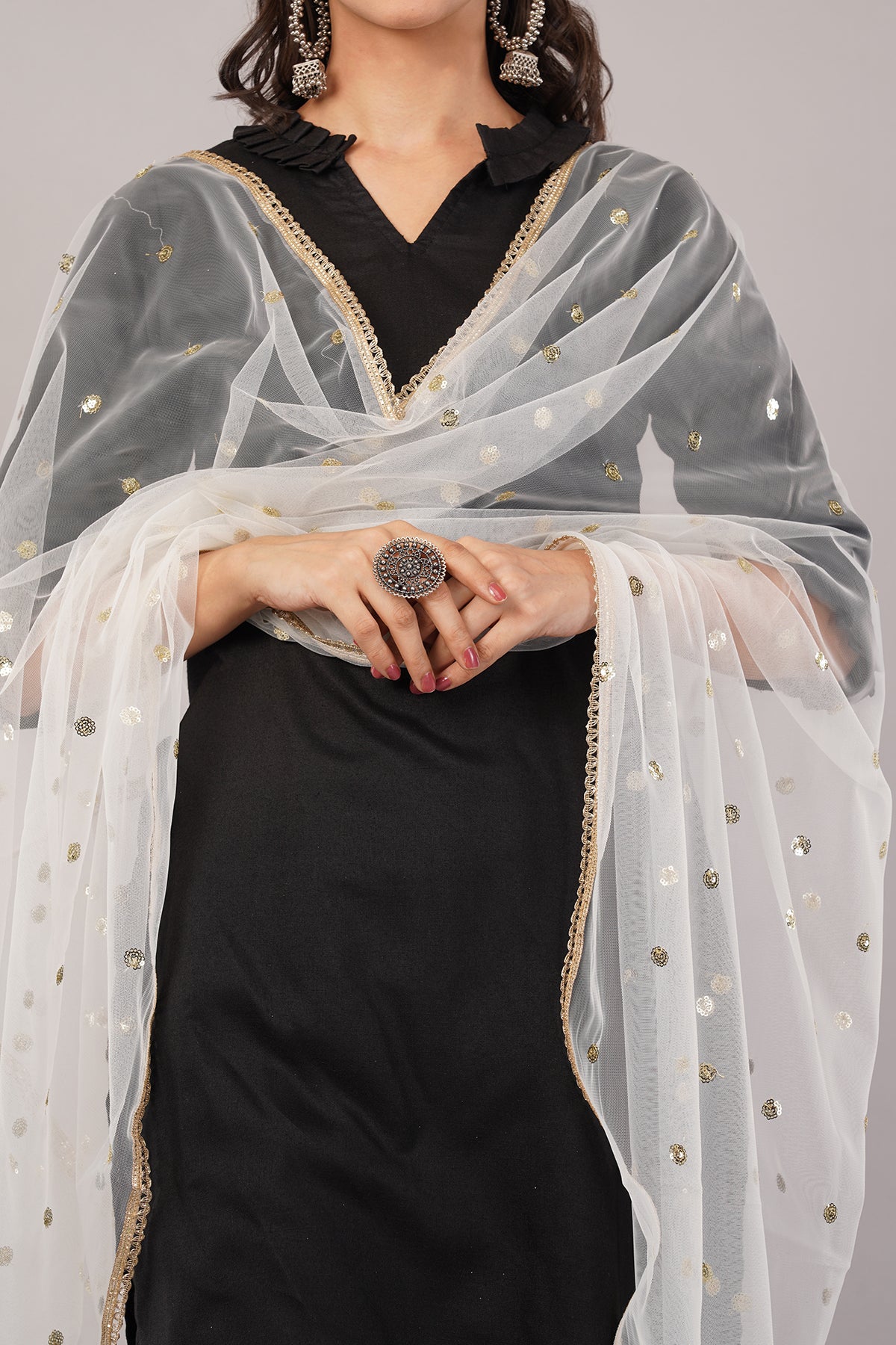 Net Sequins Butti Dupatta (NBD4) - Negchaar