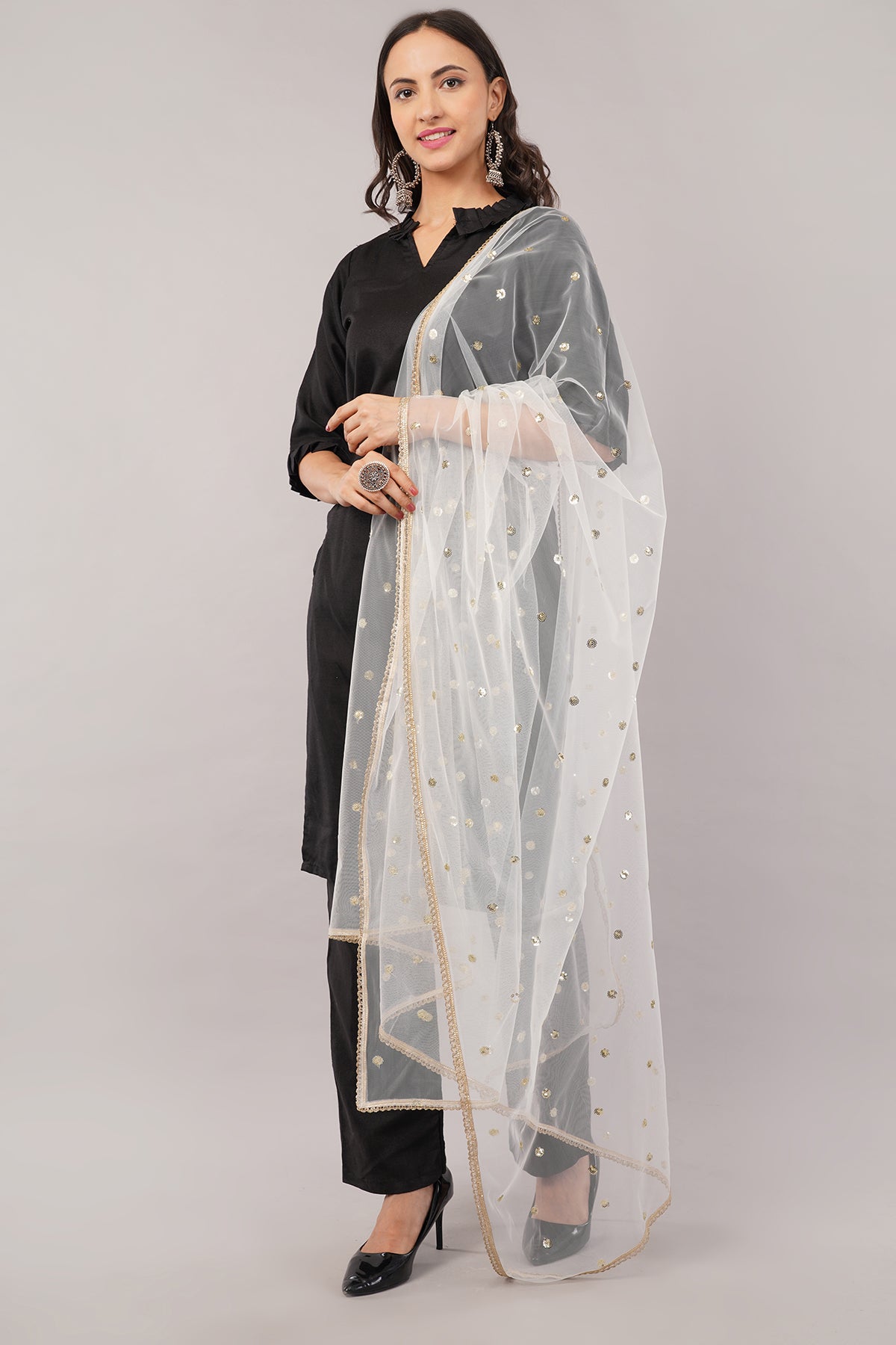 Net Sequins Butti Dupatta (NBD4) - Negchaar