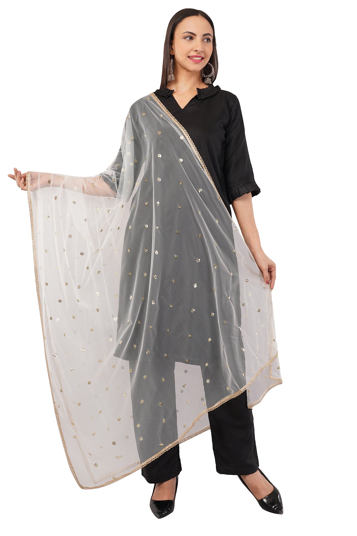 Net Sequins Butti Dupatta (NBD4) - Negchaar