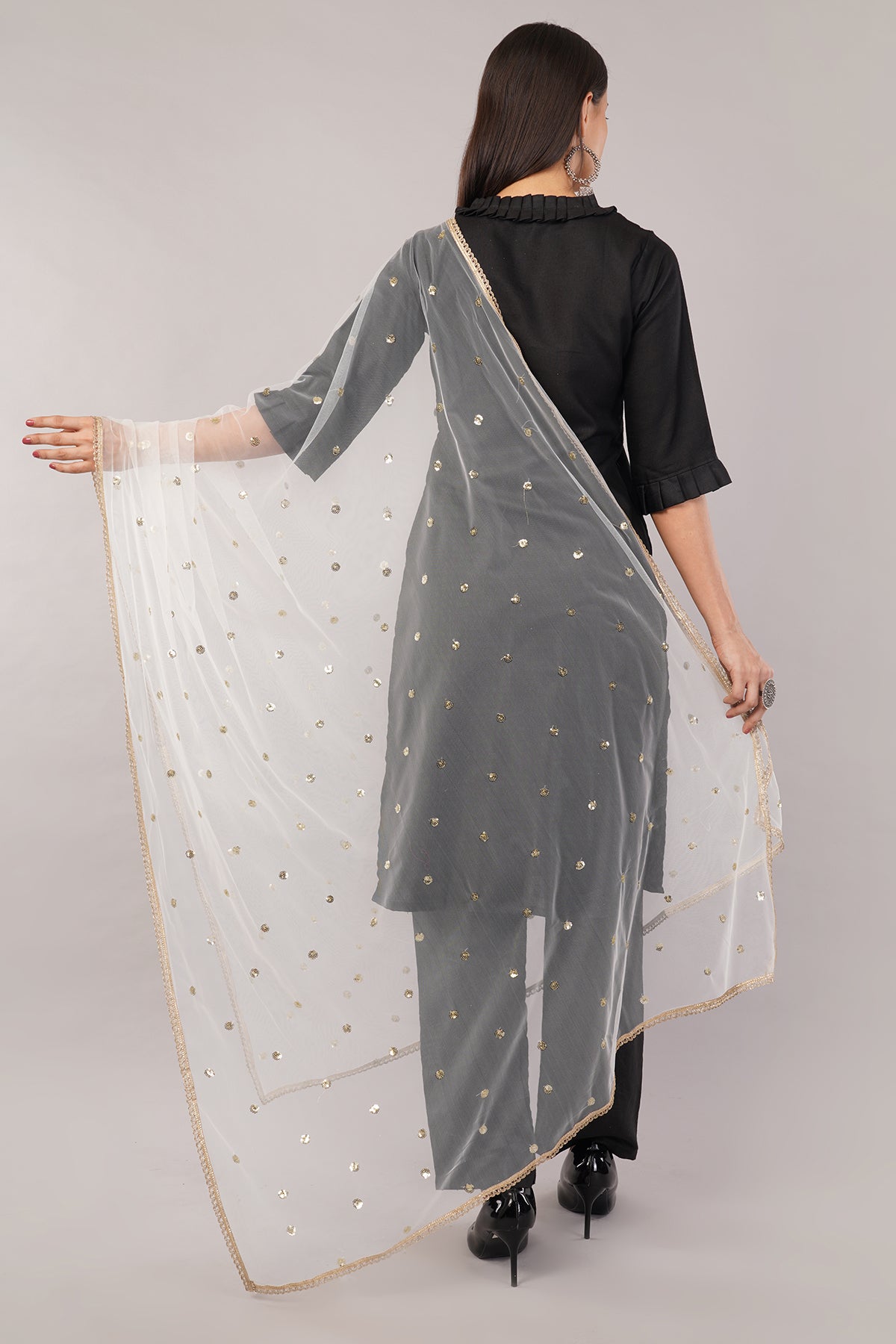 Net Sequins Butti Dupatta (NBD4) - Negchaar
