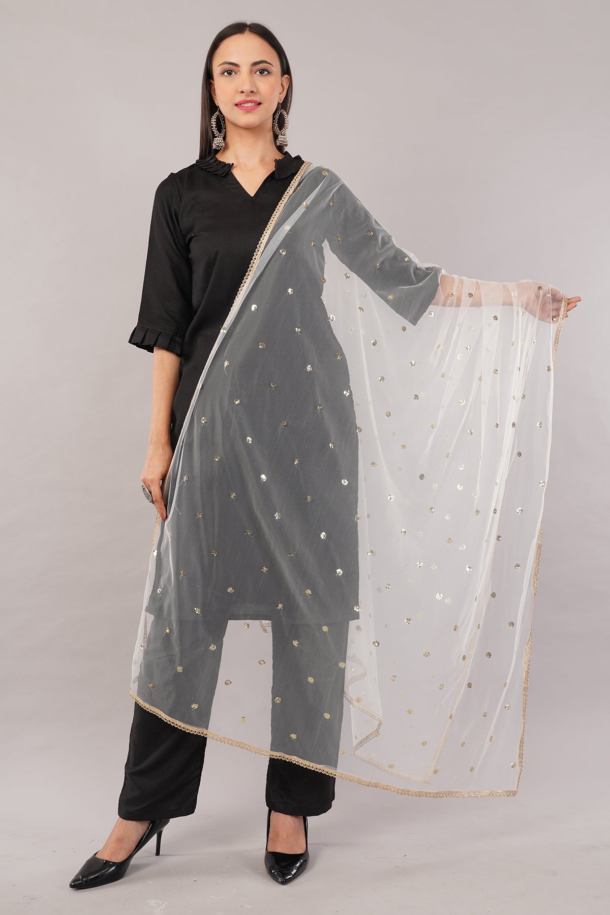 Net Sequins Butti Dupatta (NBD4) - Negchaar