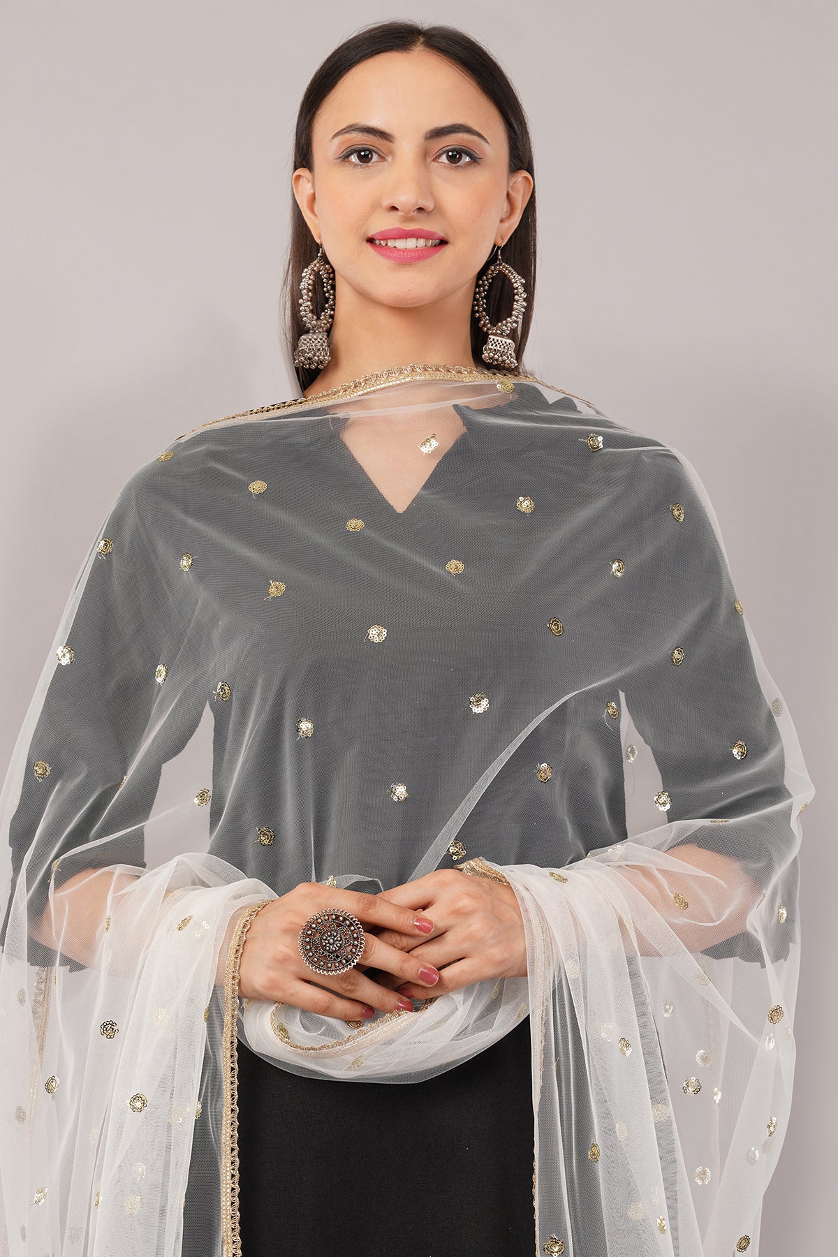 Net Sequins Butti Dupatta (NBD4) - Negchaar