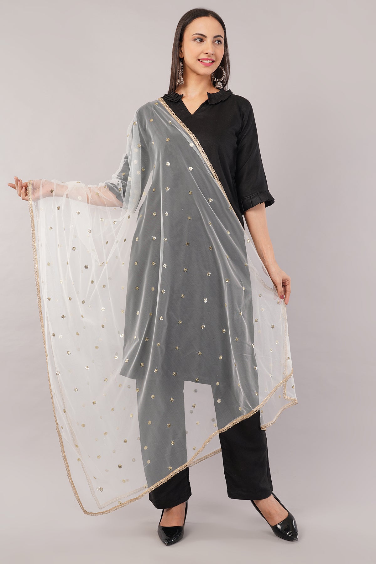 Net Sequins Butti Dupatta (NBD4) - Negchaar