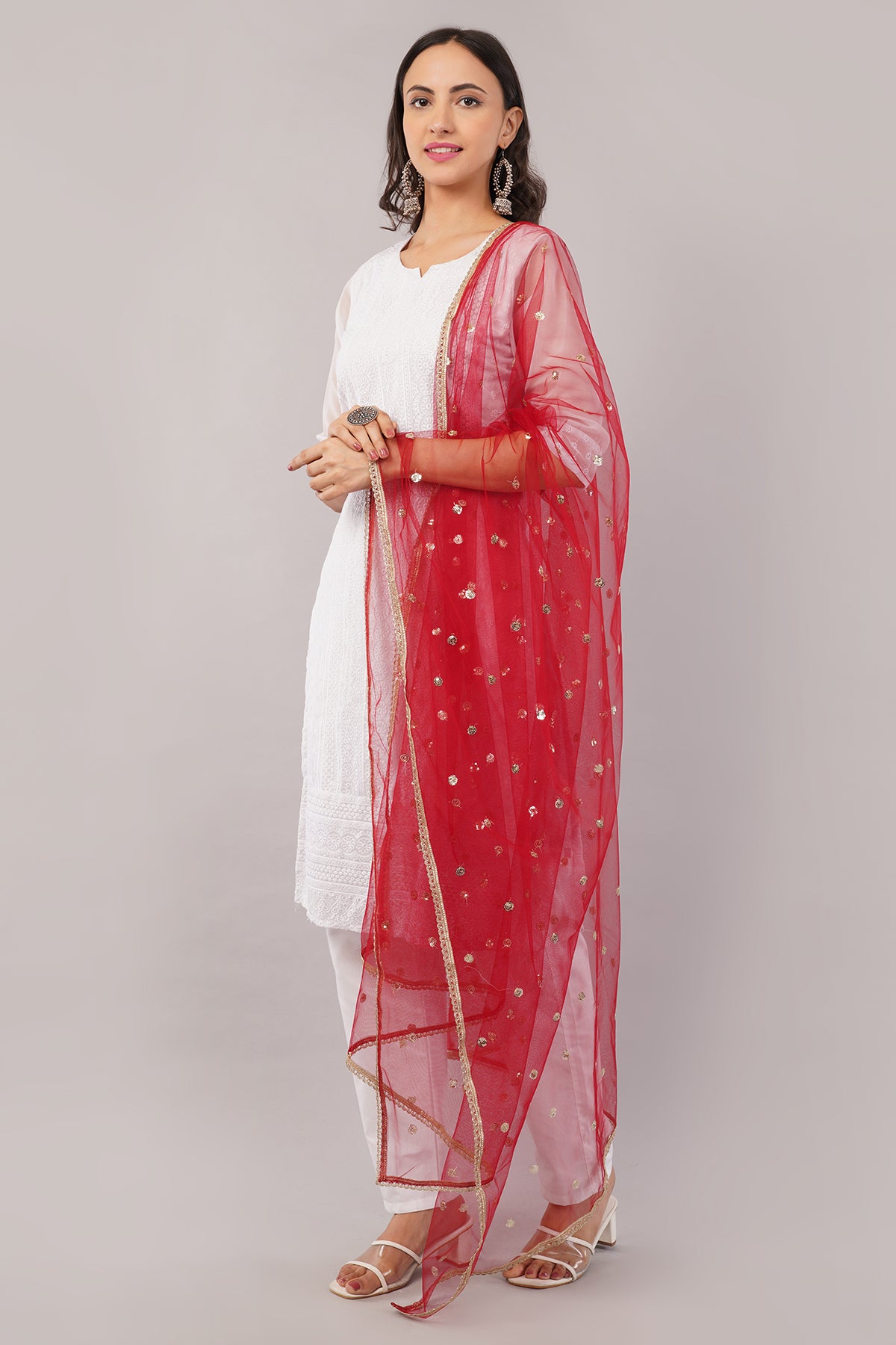 Net Sequins Butti Dupatta (NBD7) - Negchaar