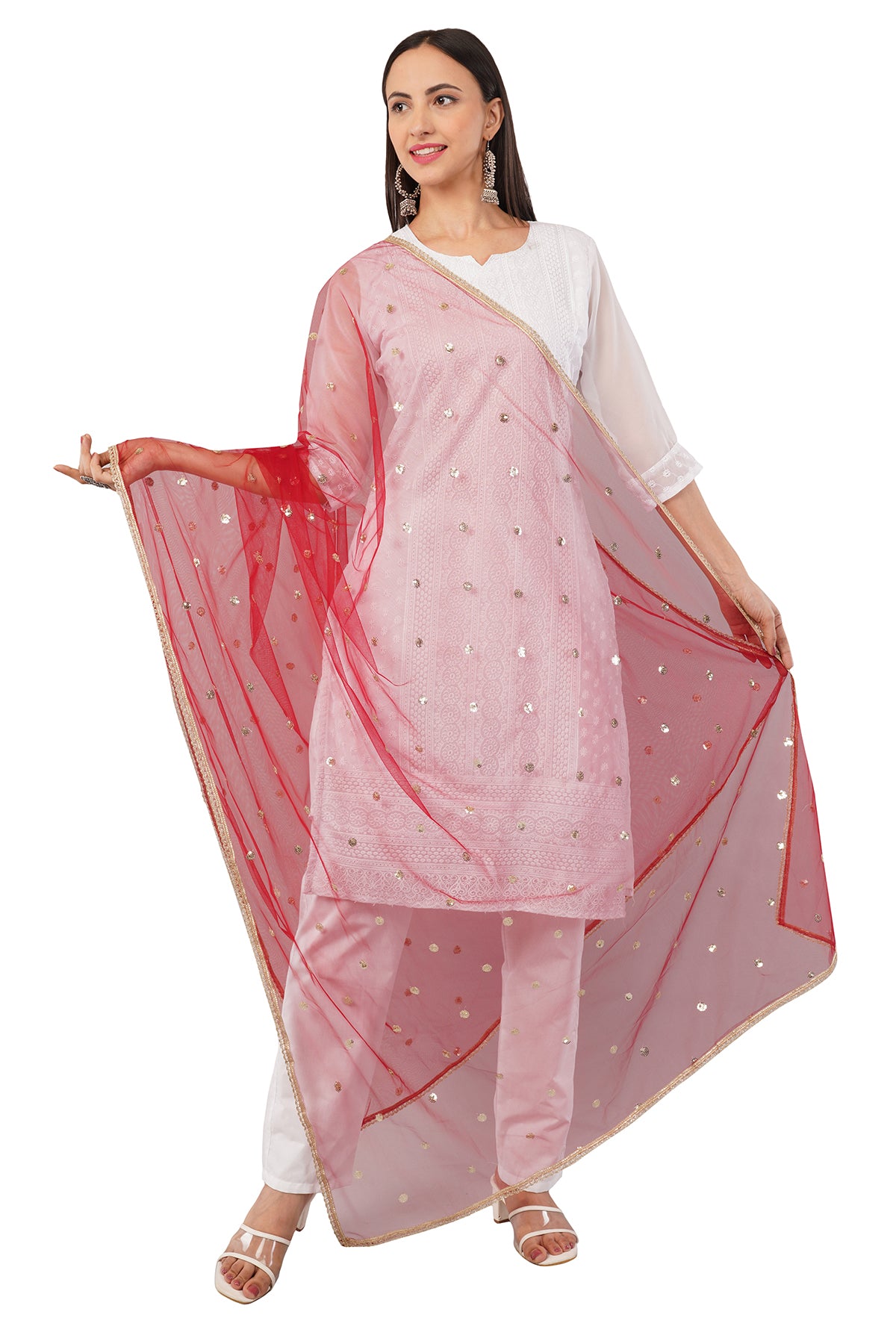 Net Sequins Butti Dupatta (NBD7) - Negchaar
