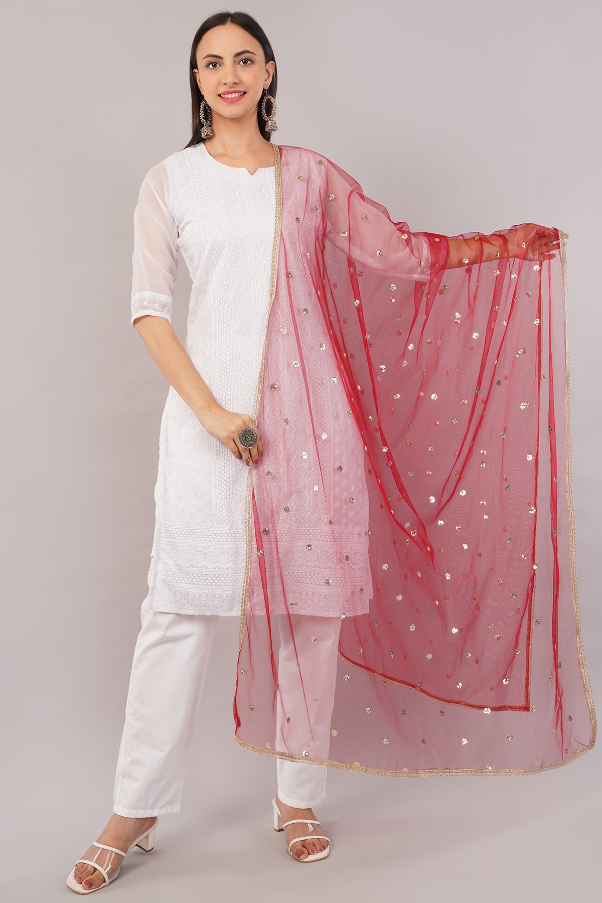 Net Sequins Butti Dupatta (NBD7) - Negchaar