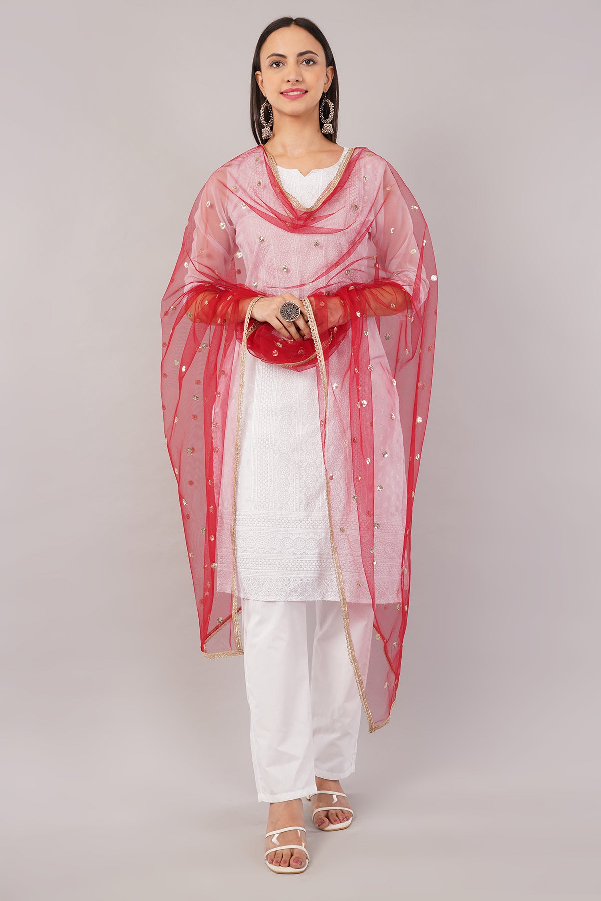 Net Sequins Butti Dupatta (NBD7) - Negchaar