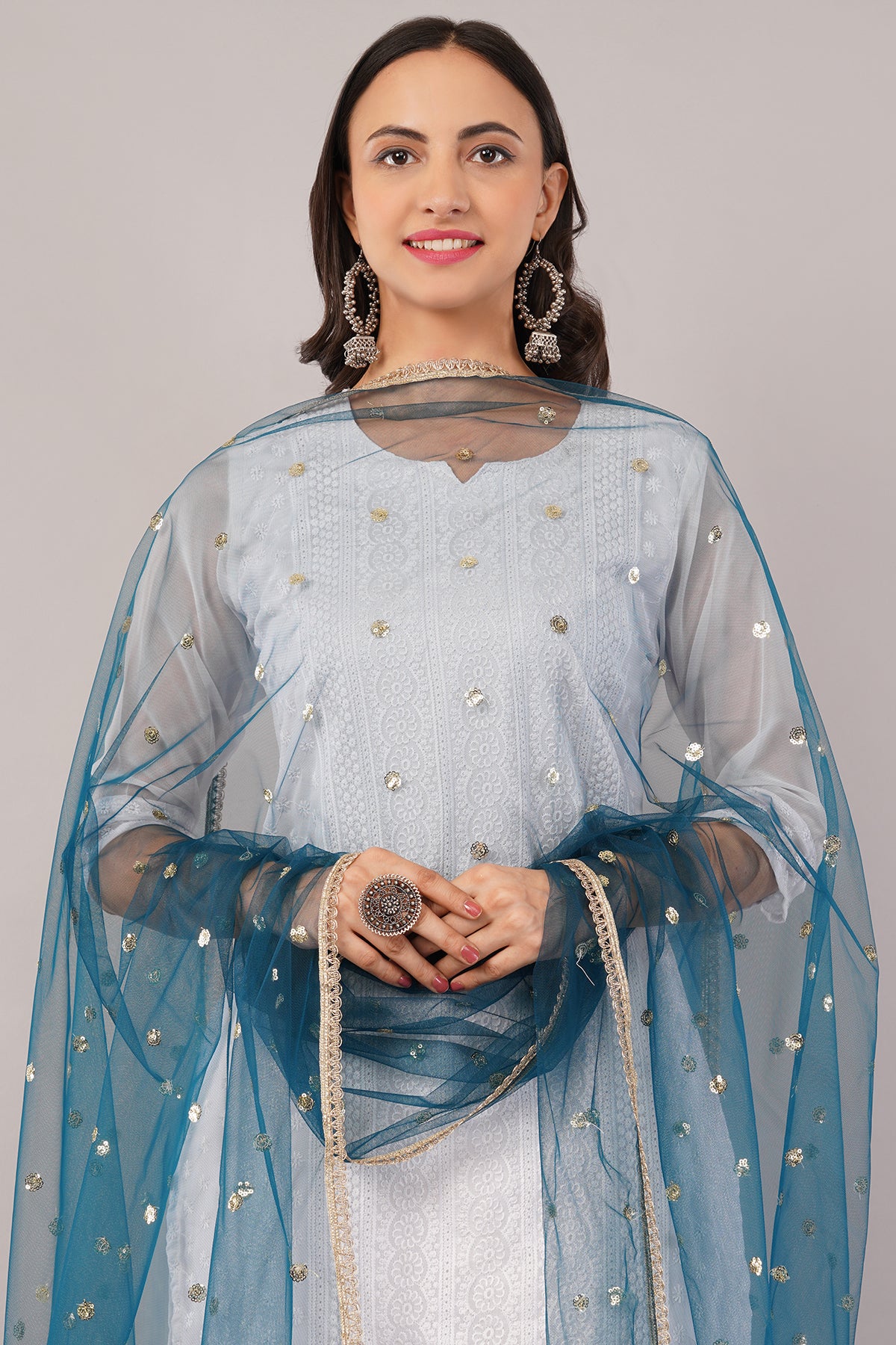 Net Sequins Butti Dupatta (NBD8) - Negchaar