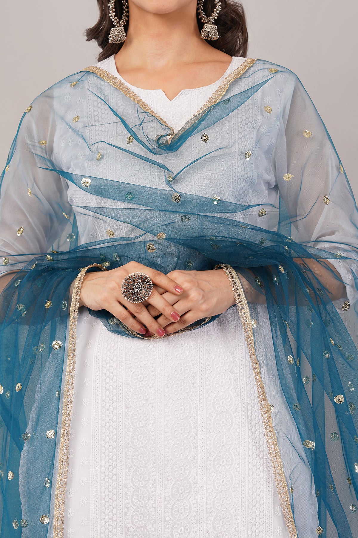 Net Sequins Butti Dupatta (NBD8) - Negchaar
