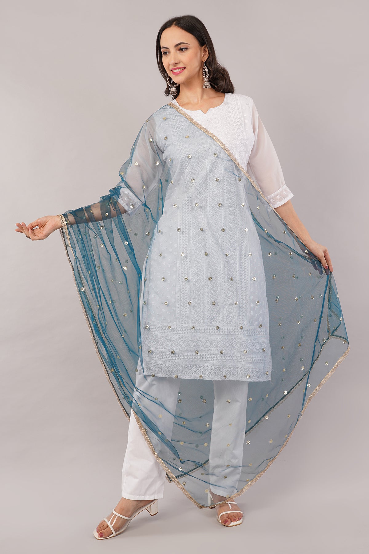 Net Sequins Butti Dupatta (NBD8) - Negchaar