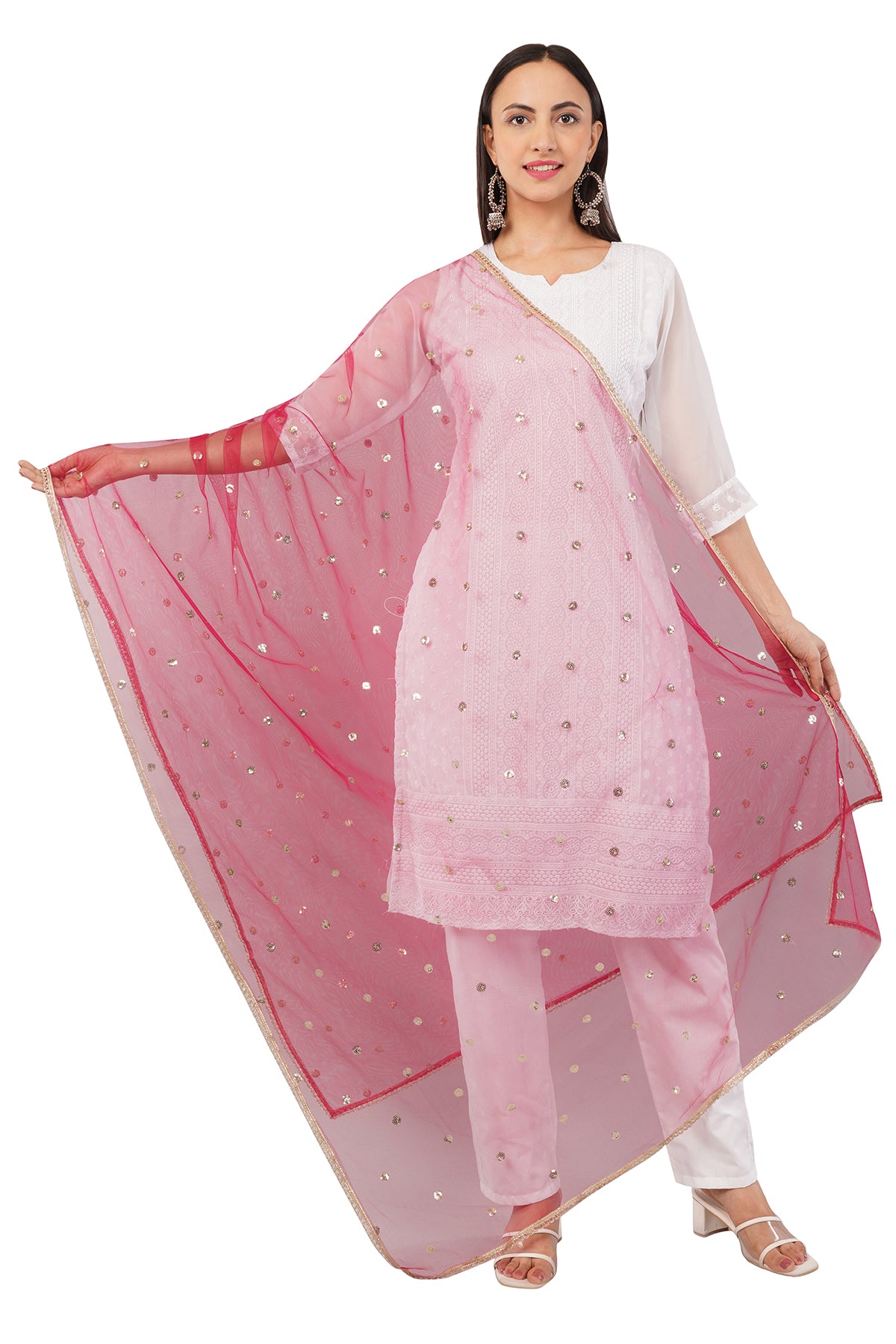 Net Sequins Butti Dupatta (NBD10) - Negchaar