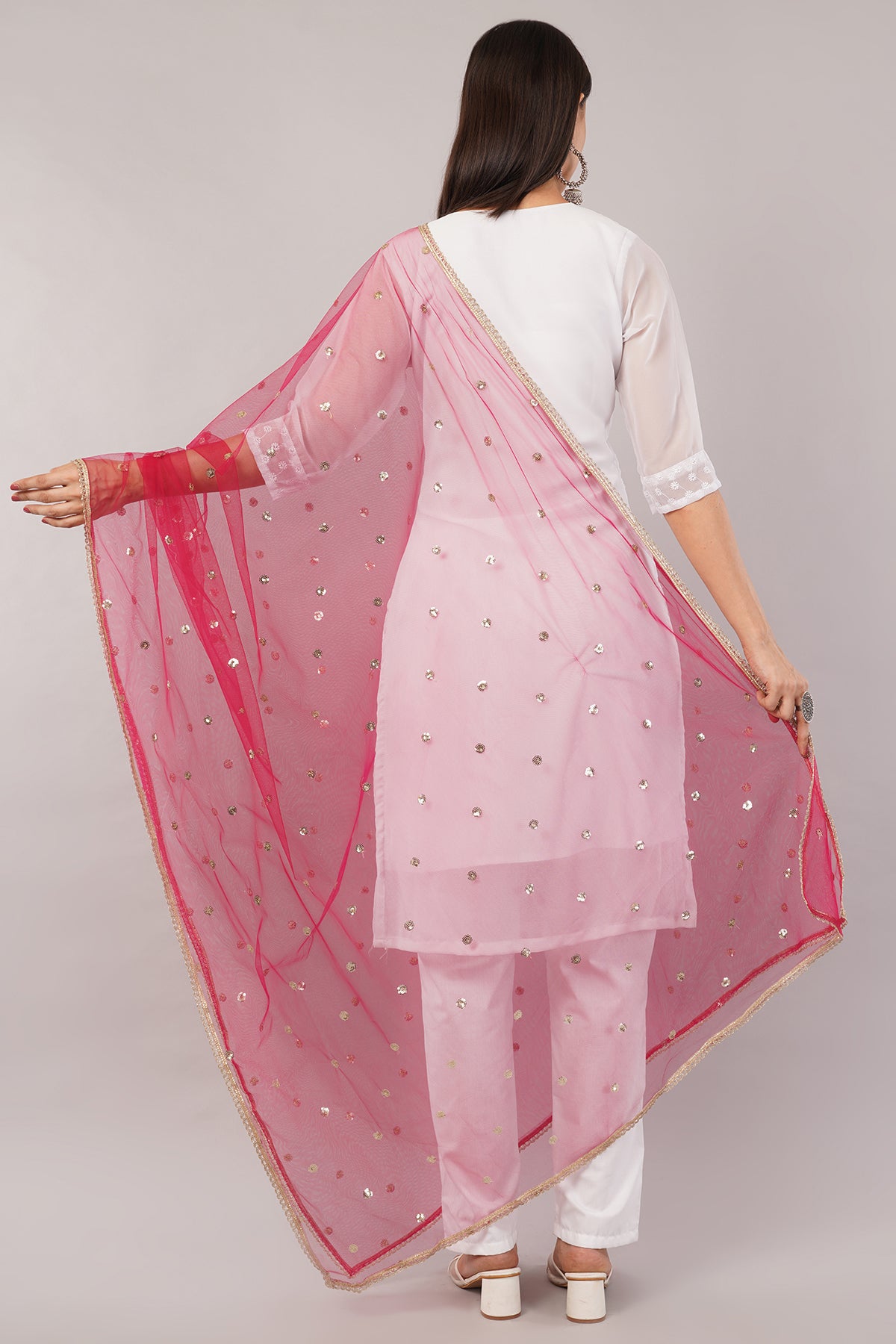 Net Sequins Butti Dupatta (NBD10) - Negchaar