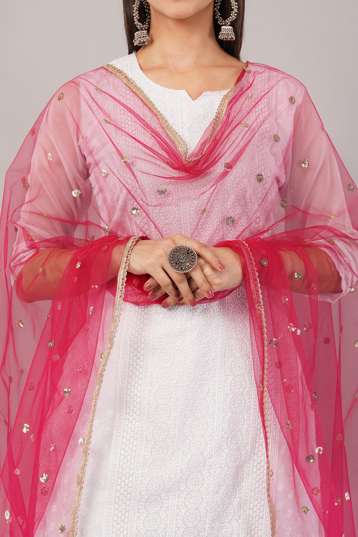 Net Sequins Butti Dupatta (NBD10) - Negchaar