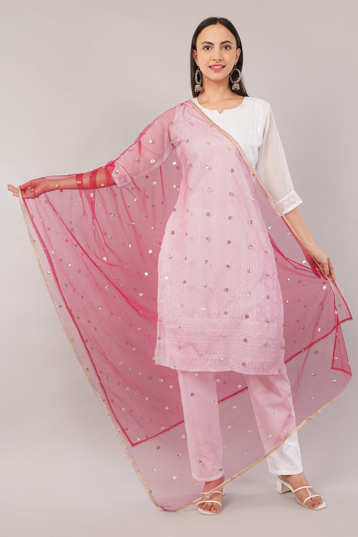 Net Sequins Butti Dupatta (NBD10) - Negchaar