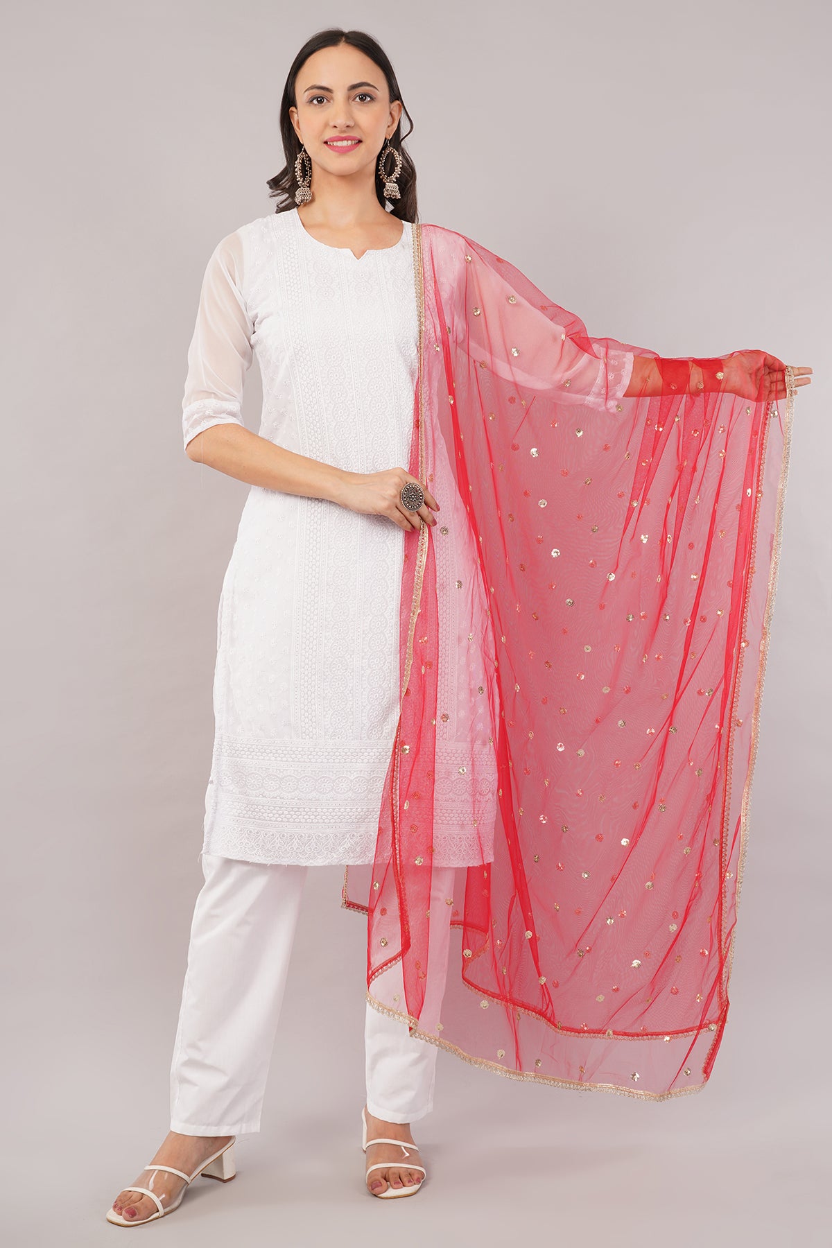 Net Sequins Butti Dupatta (NBD6) - Negchaar