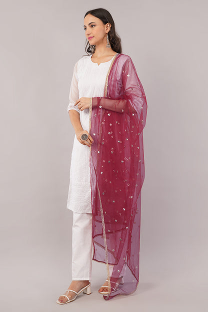 Net Sequins Butti Dupatta (NBD9) - Negchaar