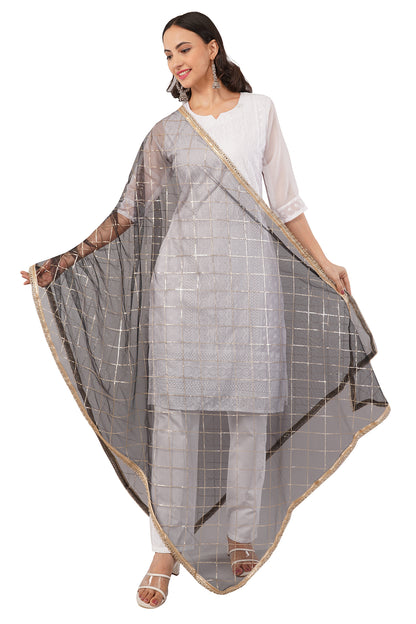 Net Sequins Chex Dupatta (NB4) - Negchaar