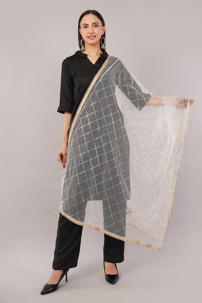 Net Sequins Chex Dupatta (NB8) - Negchaar