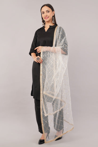 Net Sequins Chex Dupatta (NB8) - Negchaar