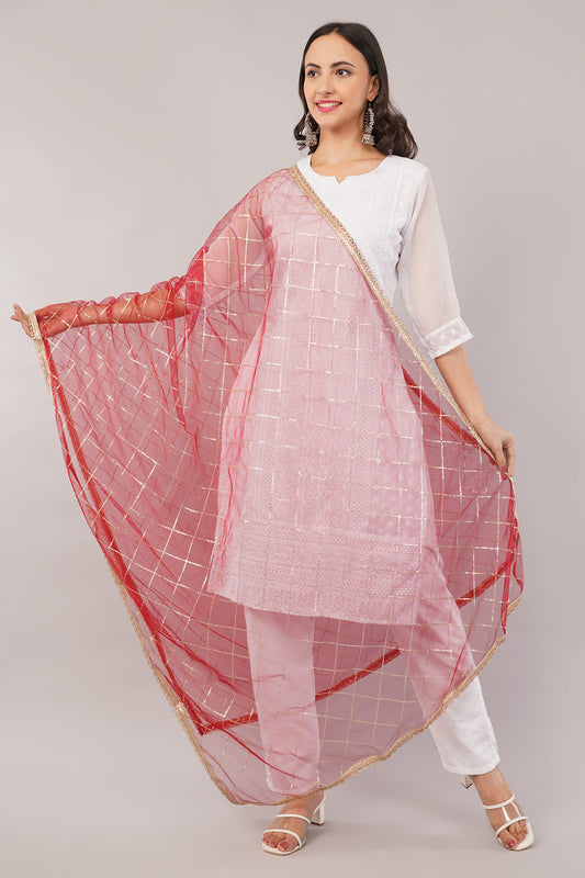 Net Sequins Chex Dupatta (NB3) - Negchaar