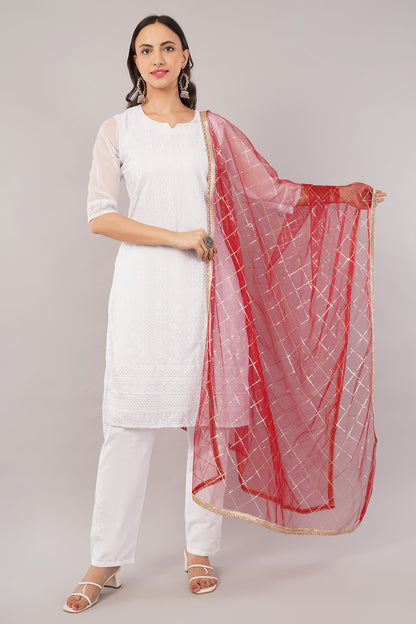 Net Sequins Chex Dupatta (NB3) - Negchaar