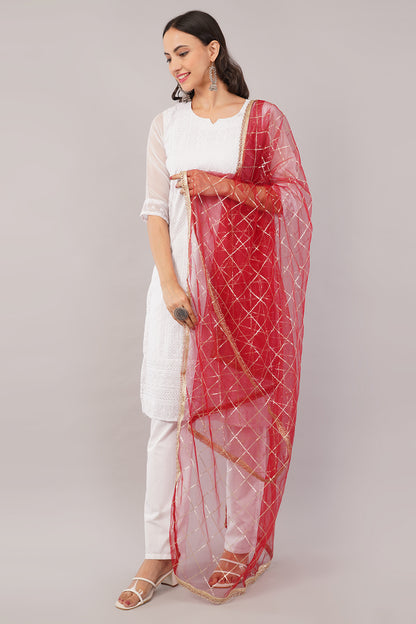 Net Sequins Chex Dupatta (NB3) - Negchaar
