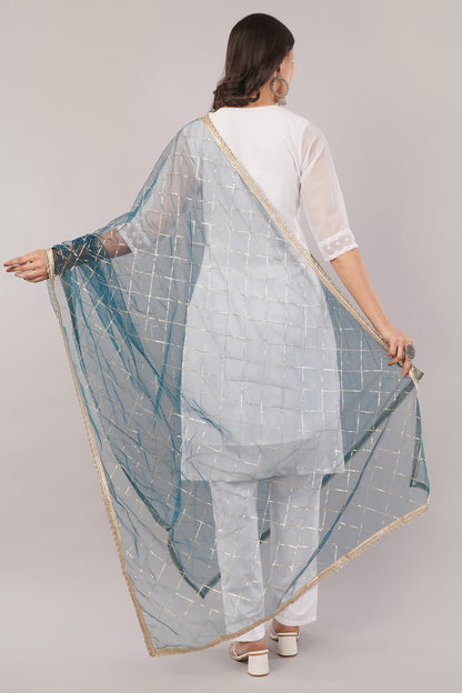 Net Sequins Chex Dupatta (NB10) - Negchaar