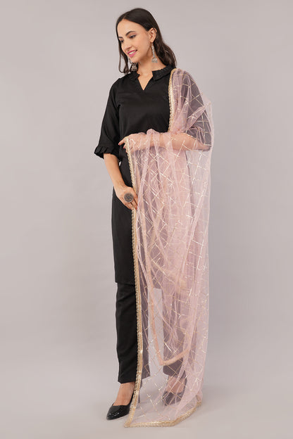 Net Sequins Chex Dupatta (NB7) - Negchaar