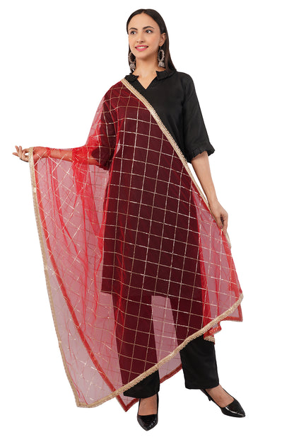 Net Sequins Chex Dupatta (NB1) - Negchaar