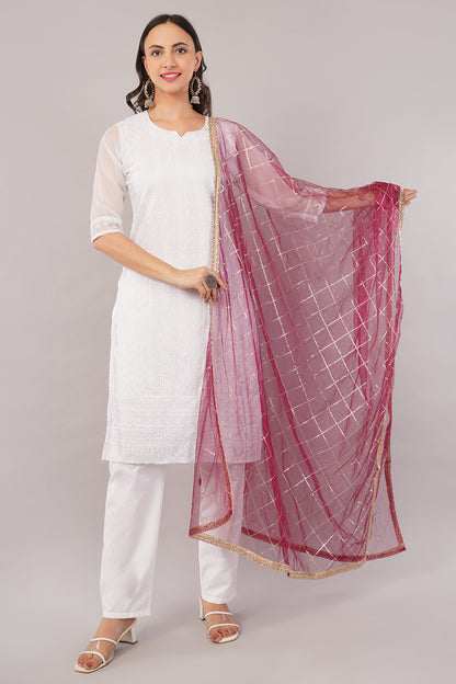 Net Sequins Chex Dupatta (NB5) - Negchaar