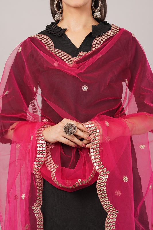 NET CUTWORK DUPATTA (RANI) NC2 - NEGCHAAR