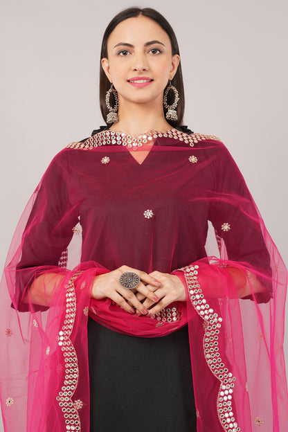 NET CUTWORK DUPATTA (RANI) NC2 - NEGCHAAR