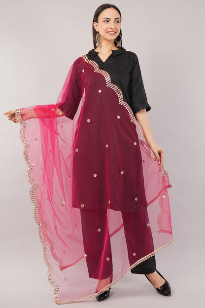 NET CUTWORK DUPATTA (RANI) NC2 - NEGCHAAR