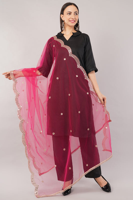 NET CUTWORK DUPATTA (RANI) NC2 - NEGCHAAR