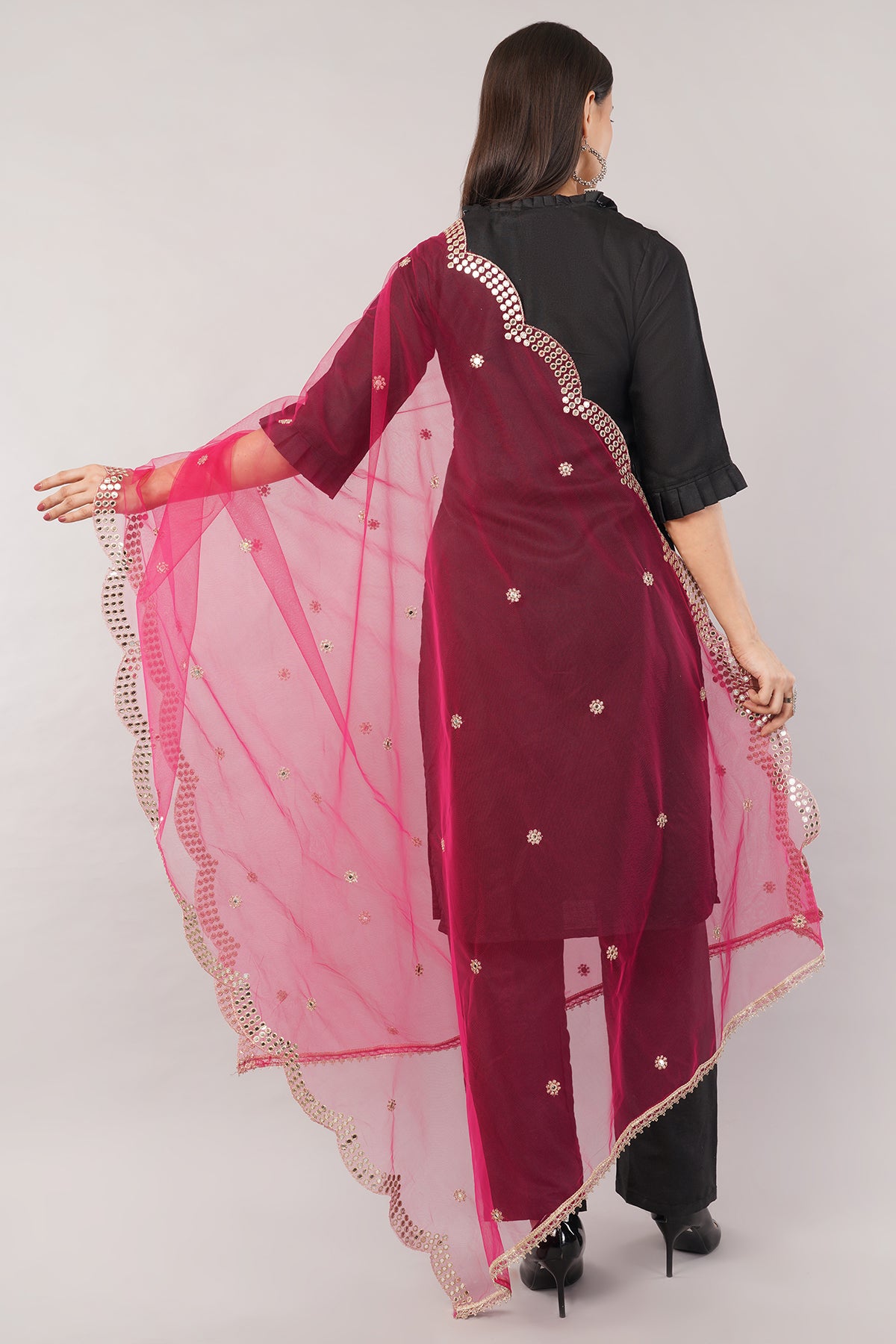 NET CUTWORK DUPATTA (RANI) NC2 - NEGCHAAR
