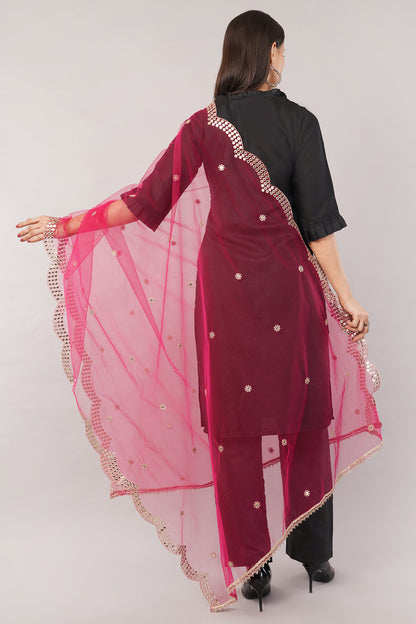 NET CUTWORK DUPATTA (RANI) NC2 - NEGCHAAR