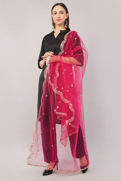 NET CUTWORK DUPATTA (RANI) NC2 - NEGCHAAR